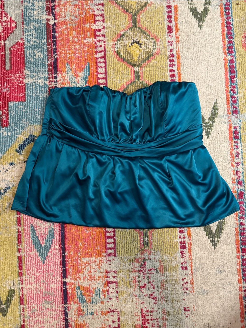 torrid Teal Satin Strapless Bustier